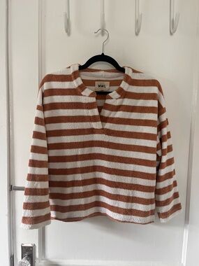 Madewell by J.Crew MWL towel-y Loop Terry Notched Sweatshirt Earthen Clay XS